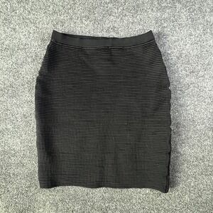 Grace Straight & Pencil Skirt Womens Large Black Rayon Tight Knit Ribbed Party